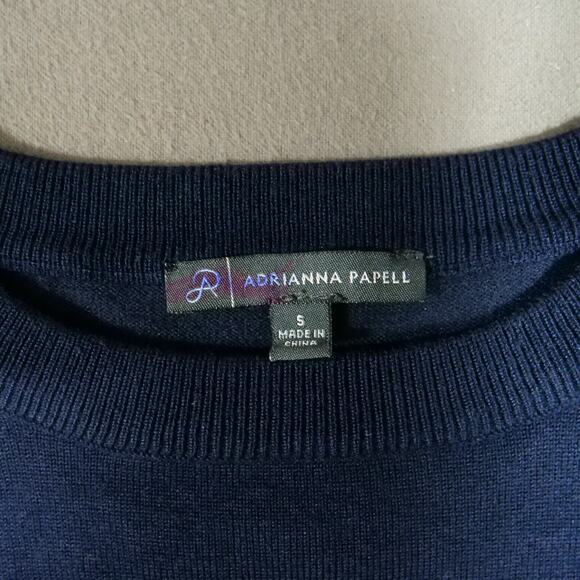 Adrianna Papell Top Womens Small Blue Knit Front Ruffled Blouse Short Sleeve - Picture 9 of 15